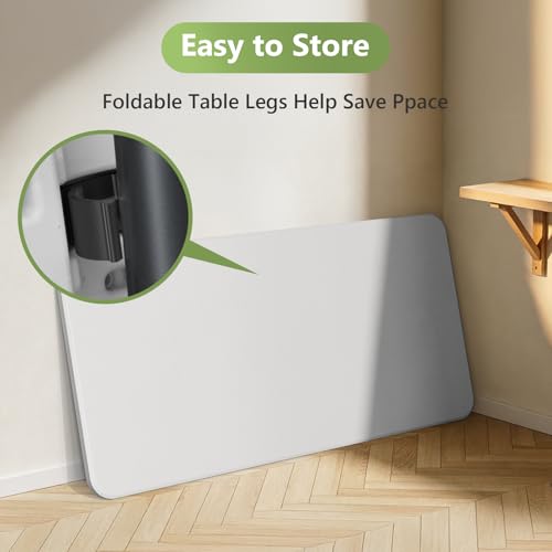 5ft Folding Table, Heavy Duty Plastic Card Table with Foldable Steel Legs, Metal Frame Support up to 500 lb, Portable for Indoor, Outdoor, Picnic, Camping, Dining, Party, White - color: White, size: 5FT