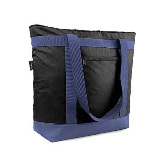 BeeGreen Cooler Bag Soft Insulated Tote for Beach Travel Grocery Shopping Lunch Portable Large Ice Coolers with Handle Hard Freezer Bags with Zippered Top Foldable Leakproof Delivery Totes Black - color: Dark Black