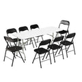 Elevon Folding Table Set with 8 Black Folding Chairs,6 Feet Heavy Duty Fold-in-Half Utility Table Sets for Picnic, Event, Training, Outdoor Activities, at Home and Commercial Use - size: 6 feet, style: With 8 Black Chair