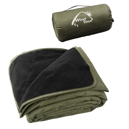 Wind Tour Warm Polar Fleece Blanket Picnic Outdoor & Beach, Machine Washable Camping Quilt for Cold Weather, Adventure, Sleeping, Backpacking (Army Green) - color: Army Green