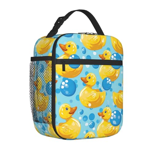 Reusable Rubber Duck Lunch Box for Kids Girls Boys Women Adult, Insulated Fun and Playful Lunch Bag,Polyester Cooler Cute Handbags Case for School Picnic Work Travel Beach or Hiking - color: Duck 02