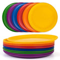 10.5 inch Wheat Straw Dinner Plates Plastic Plates Reusable, set of 12 Multicolor Microwave and Dishwasher Safe BPA Free Eco Friendly