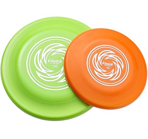 Sports Flying Disc, 2 Pack Compeition Flying Discs, Lightweight Durable Flying Disc Toys for Backyard Beach Lawn Park Outdoor Games, 105 Gram 9.3 Inch & 90 Gram 7.3 Inch. - color: Green & Orange
