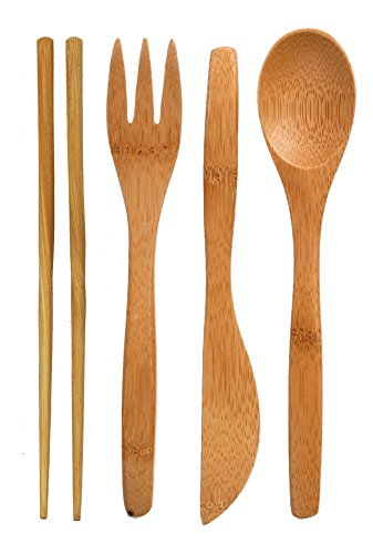To Go Ware To Go Ware Reusable Bamboo Travel Utensils with Carrying Case & Carabiner Clip | Bamboo Utensils | Eco Friendly - color: Mulberry