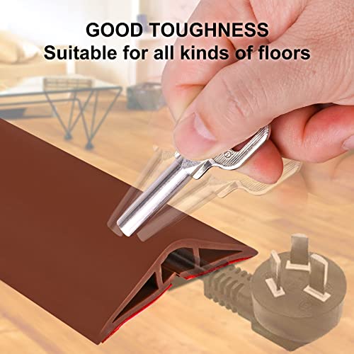 10Ft Floor Cord Cover Brown Silicone Cable Protector Easy to Install Wire Organizer and Hider for Home, Office, Garage (Brown-3m) - color: Brown-Silicone, size: 10Ft