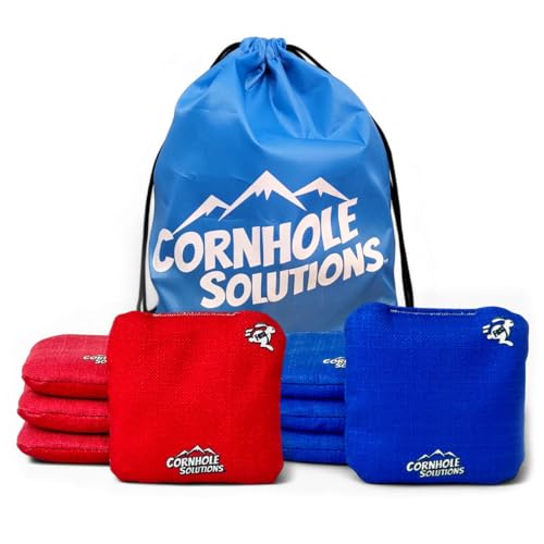 Cornhole Solutions Cornhole Bags Set of 8 – Regulation Pro Style 6x6 – Resin Filled + Tote Bag - color: Royal/Red