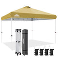 EAGLE PEAK Pop Up Canopy Tent with Wheeled Carry Bag, 8 Stakes, 4 Ropes, 4 Weight Bags, Easy Set Up Tent Canopy, 12x12 ft, 144sqft of Shade, Beige - color: Beige, size: 12x12