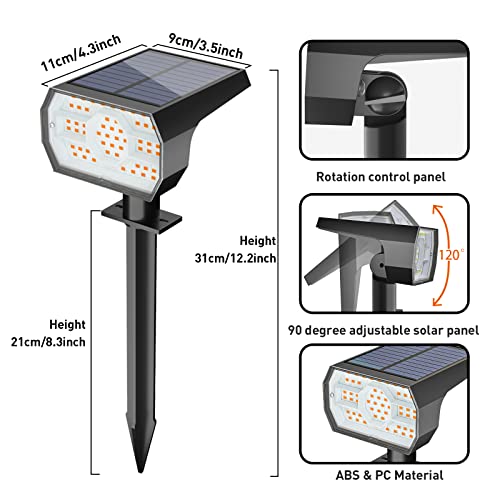 NYMPHY Solar Lights Outdoor Waterproof IP68, 56 LED 3 Lighting Modes Solar Powered Garden Yard Spot Solar Lights for Outside Landscape- 4 Pack (Warm White) - color: Warm White, size: 4 Pack