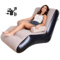 Inflatable Couch Chair with Air Pump, Foldable Blow Up Lounge Chair with Handrails for Bedroom and Living Room, Indoor Outdoor(Brown) - color: Brown