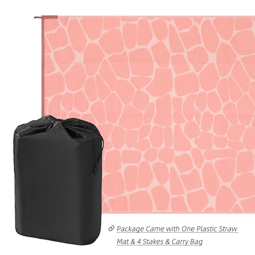 Boulder Bee Outdoor Rugs | 5 x 8 Feet Plastic Straw Rug | Waterproof Outdoor Camping Rugs | Quick Drying Picnic Rug | Sand Free Reversible Beach Mats | 2.7 lb (Pink) - color: Shell Pink, size: 5*8 Feet