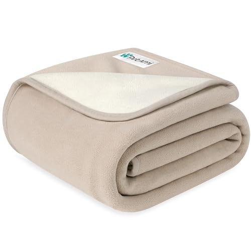 PetAmi Waterproof Pet Blanket Dog Bed Couch Cover for Furniture, Reversible Washable Soft Fleece - color: Taupe/Beige, size: X-Large (60x80)