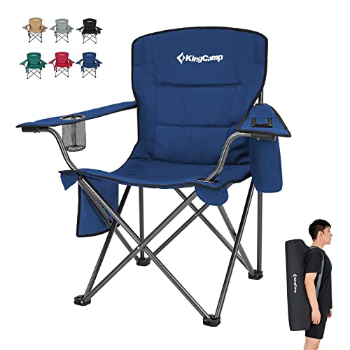 KingCamp Heavy Duty Oversized Comfy Folding Outdoor Portable Lawn Adults Bag Chair with Cooler for Outside Camp, Sports, Picnic, Stadium… - color: Blue, size: 1 Pack