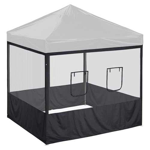 Yescom Pop Up Canopy Half Mesh Sidewall with Window 10x10Ft for Food Booth Commercial Vendor Shelter Mesh Enclosures, 4pcs Screened Wall Only - color: Black-1 set, size: 10x10 Ft