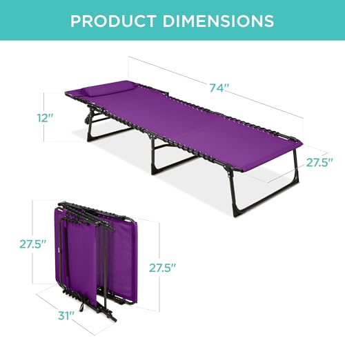 Best Choice Products Patio Chaise Lounge Chair, Portable Outdoor Folding Recliner for Lawn, w/ 8 Positions, Handles, 300lb Capacity - Purple - color: Purple