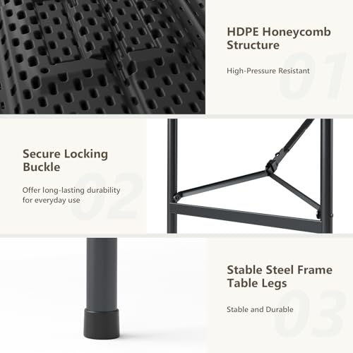 4ft Folding Table 2 Pack, Heavy Duty Plastic Card Table with Foldable Steel Legs, Metal Frame Support up to 400 lb, Portable for Indoor, Outdoor, Picnic, Camping, Dining, Party, Black - color: Black, size: 4FT-2pack