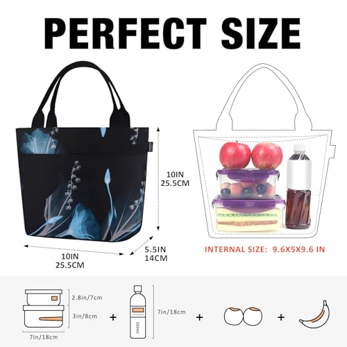 Aosbos Lunch Tote Bag, Insulated Lunch Box for Women, Leakproof Lunch Cooler Purse for Work, Black Dream Flower - color: D. Black Dream Flower