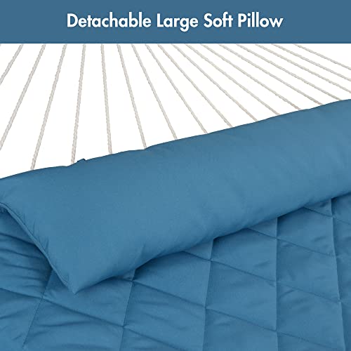 ANOW 2 Person Hammock with Detachable Large Hammock Pad and Pillow, for Garden Yard Outside, 450 LBS Weight Capacity, Blue - color: Blue, size: Without Stand