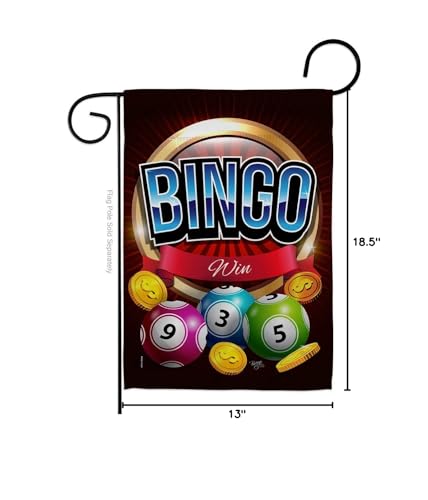 Bingo Win Garden Flag Interests Game Bunco Night Dice Poker Hobbies Leisure Activity Small Decorative Gift Yard House Banner Double-Sided Made In USA 13 X 18.5 - size: Garden Flag 13" x 18.5" Only