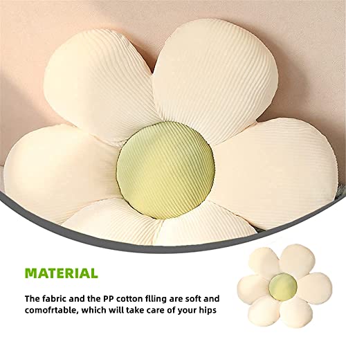 LEHU Flower Pillow, Flower Shaped Seating Cushion -Cute Daisy Pillow for Girls Tweens Room Decor Flowe Floor Pillow for Reading and Lounging Comfy (White + green-15'') - color: White + Green, size: 15''