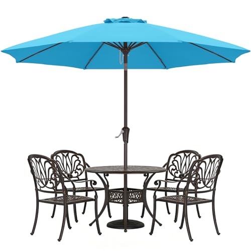 ABCCANOPY 10FT Patio Umbrella, Outdoor Windproof Table Umbrella with Push Button Tilt and Crank for Garden, Lawn, Deck & Backyard (Turquoise) - color: Turquoise, size: 10FT
