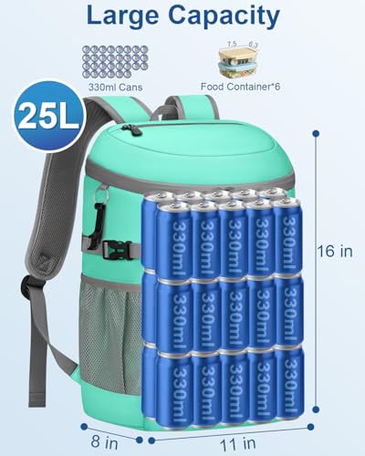 Pritent Cooler Backpack Insulated Waterproof,30/45 Cans Backpack Coolers Leakproof Lunch Backpack for Men Women Portable Soft Cooler Bag for Beach Camping Trave Picnic - color: leather blue, size: 30 Cans