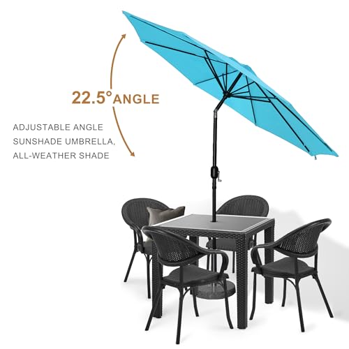 7.5ft Patio Umbrella - Outdoor Table Umbrella with Push Button Tilt and Crank, UPF 50+, Waterproof, For Garden, Deck, Backyard, Pool and Beach - Sky Blue - color: Sky Blue, size: 7.5FT