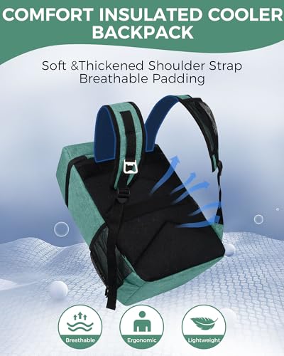 BAGLHER Lightweight Insulated Cooler Backpack - 30 Cans, Leak-Proof for Lunch, Picnic, Hiking, Camping Trips - color: green-titan