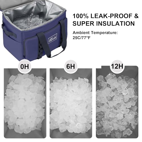 Cooler Bag 48-Can Insulated Leakproof Soft Cooler Large Collapsible Portable Travel Cooler Bags 32L for Picnic, Waterproof Soft Ice Chest for Camping, Beach, Fishing, Outdoor - 32 Quart - color: blue