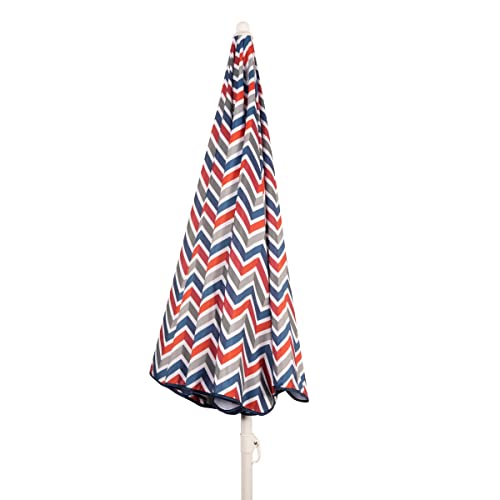 PICNIC TIME 5.5 Ft Portable Beach Umbrella, Lightweight UV Protection Sunshade with Tilt Pole & Carry Bag, Outdoor Canopy Umbrella for Beach, Sand, Pool, Patio, Camping, Travel, or Backyard Shade, (Vibe Collection - Navy Blue, Orange, & Gray Pattern) - co
