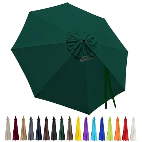 10ft Patio Umbrella Replacement Canopy 8 Ribs, Waterproof & Fade Resistant Market Umbrella Cover, Thickened Polyester Fabric for Backyard, Garden and Pool (Canopy Only) (Green) - color: Green