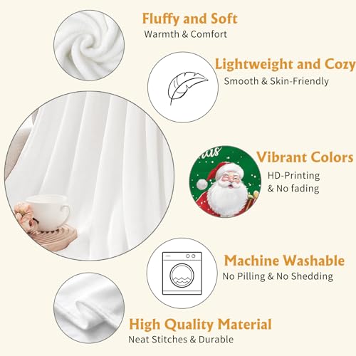 YeeJu Christmas Decorative Throw Blanket Green Christmas Santa Claus Throw Blanket for Couch Sofa Bed Soft Cozy Lightweight Fuzzy Plush Fleece Blankets and Throws Xmas Blanket 50x60 - color: Chrsitmas-21, size: 50"x60"
