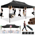 COBIZI 10x20 Pop Up Canopy Heavy Duty Without Sidewalls, Commercial Heavy Duty Pop Up Tent for Parties All Weather Waterproof and UV 50+ Wedding Tent with Roller Bag(Legs Upgraded),Black - color: Night Black, size: 10x20FT
