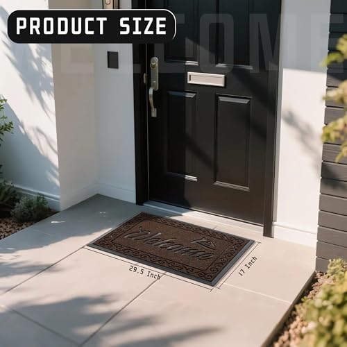 Yimobra Welcome Mat, Heavy Duty Sturdy Door Mats for Home Entrance Outdoor Indoor, Front Doormat for Outside Patio Floor Entry Porch Garage Office, Waterproof, Low Profile, 29.5x17, Coffee - color: Coffee, size: 29.5x17 Inch