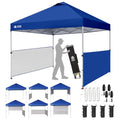 CROWN SHADES 10x10 Pop up Canopy Tent Instant Canopy with 150D Silver Coated Fabric Including 2 Half Sidewalls, 4 Ropes, 8 Stakes, 4 Weight Bags, STO 'N Go Bag, Navy Blue - color: Navy Blue
