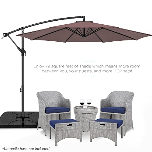 Best Choice Products 10ft Offset Hanging Market Patio Umbrella w/Easy Tilt Adjustment, Polyester Shade, 8 Ribs for Backyard, Poolside, Lawn and Garden - Deep Taupe - color: Deep Taupe, size: Offset