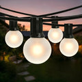25FT Frosted White Lights G40 Globe Outdoor String Lights Patio Lights with 25 Frosted White Globe Bulbs - Black Wire - color: 25FT Frosted Black, size: 25 Feet