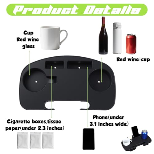 AceOrbit 4 Pieces Zero Gravity Chair Tray Beach Chair Cup Holder Attachment Universal Clip on Multifunctional Recliners Table with Mobile Device Slot and Snack Tray/Black