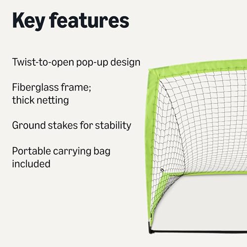 Amazon Basics Portable Pop Up Soccer Goal Net for Backyard Training - size: 6' x 4'