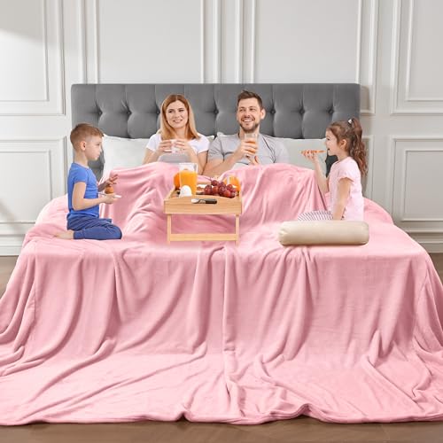 Edenleaf Big Oversized Soft Fleece Blanket, Huge California King Blanket for Whole Family, Bed, Sofa, Couch, Travel and Camping 120x120 Pink - color: Pink