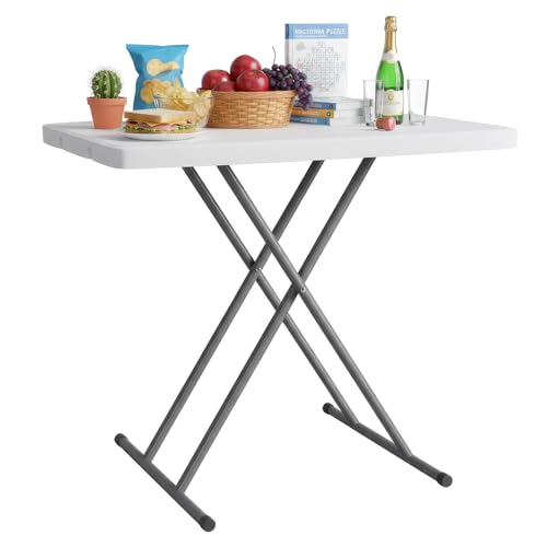 PayLessHere | 30 Inch Folding Table | Foldable Tray Table | Waterproof & Foldable Table Design | Small Desk Adjustable Height | White | for Events, Camping, Indoor & Outdoor Use - color: White, size: 30"