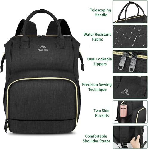 MATEIN Lunch Backpack for Women, Insulated Cooler Backpack Lunch Bag for Men, 15.6 Inch Leakproof Laptop College Tote Work Bag Teacher Nurse Picnic Office Commuter Travel, Black - color: Deep Black, size: 15.6inch