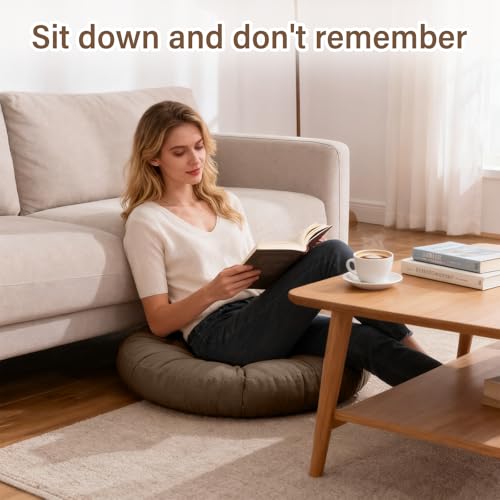 Tiita Outdoor Cushions Square Floor Pillow Thicken Tufted Seat Pad Large Floor Cushion for Yoga Meditation Living Room - color: Round|coffee, size: 1 Count (Pack of 1)