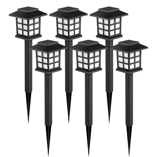 GIGALUMI Solar Outdoor Lights，6 Pack LED Solar Lights Outdoor Waterproof, Solar Walkway Lights Maintain 10 Hours of Lighting for Your Garden, Landscape, Path, Yard, Patio, Driveway - color: Warm White, size: 6