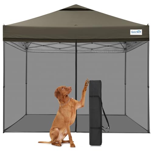 Quictent 10x10 Pop Up Screened Canopy Tent, Instant Setup for 1 Person with Netting, Portable & Compact, Waterproof & UV Protection, Ideal for Camping, Beach, Parties, and Outdoor Events - color: Dark Taupe