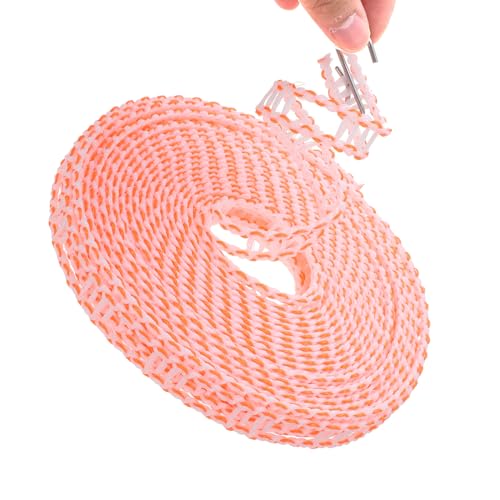 uxcell Windproof Clothesline, 8M 26ft Plastic Non-Slip Clothes Drying Rope Portable Travel Clothesline for Courtyard Outdoor Laundry Camping, Orange - color: Orange, size: 26.2ft