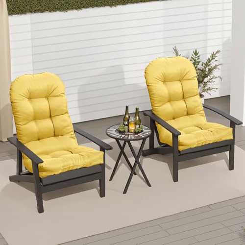 Adirondack Chair Cushion, Waterproof Outdoor Seat Cushions for Patio Furniture, Thick High Back Replacement Pad for Porch Lawn Wicker Dining Desk Chair, Rocking Chair Cushion, Yellow - color: Yellow