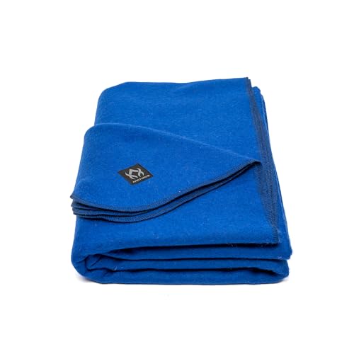 Arcturus Military Wool Blanket - Warm, Thick, Washable - Great for Outdoors, Camping, Stadium Blanket, Picnics, Travel - Car & Bushcraft Survival Kits - color: Royal Blue