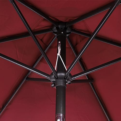 Blissun 9' Outdoor Patio Umbrella, Outdoor Table Umbrella, Yard Umbrella, Market Umbrella with 8 Sturdy Ribs, Push Button Tilt and Crank - color: Burgundy