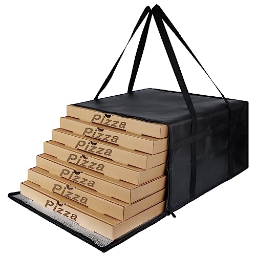Insulated Pizza Delivery Bag for Carry Hot, 20" x 20" x 14" Insulated Food Delivery Bag, Grocery Cooler Bags for Catering/Drivers, Commercial Food Warmers（Black, 1Pk） - color: Black, size: 20 X 20 X 14 Inches