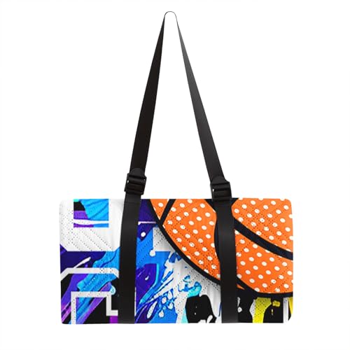 Outdoor Picnic Blanket Portable Ultrasonic Waterproof Picnic Cartoon Basketball Printed Camping Beach Mat for Sand and Wet Grass Hiking (Cartoon Basketball L - color: Cartoon Basketball, size: Extra Long - 78"x78"